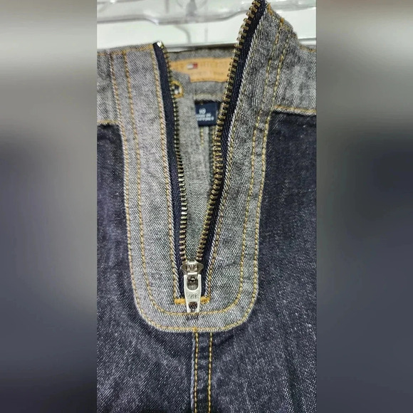 Tommy Hilfiger Dark Wash Flared Denim Pants | Size 10 | Retro Zip & Circle Pocke - Picture 3 of 6